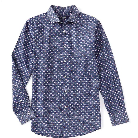 Daniel Cremieux Other - Cremieux Island Capri Collection Fish Print Long-Sleeve Woven Shirt.